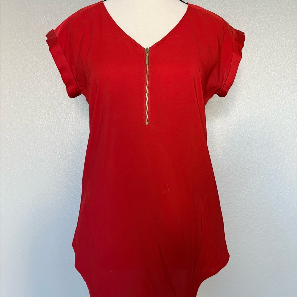 Express Red Tunic with Zipper Detail